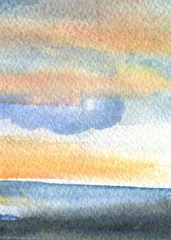 "Sunset On The Water" by Marinela Manastirli, Madison WI - Watercolor